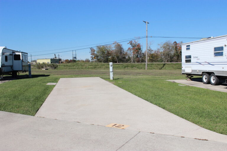 Back in RV sites with concrete pads at Port Arthur RV Park