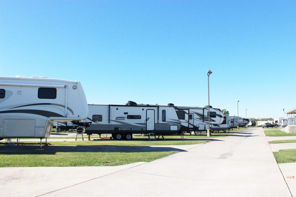 Image of the large concrete driveways at Port Arthur RV resort