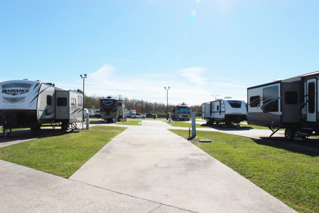 Image of a pull-thru RV space at Port Arthur RV Park