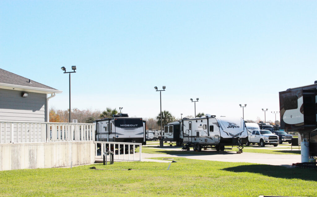 Well-lit areas at Port Arthur RV Resort